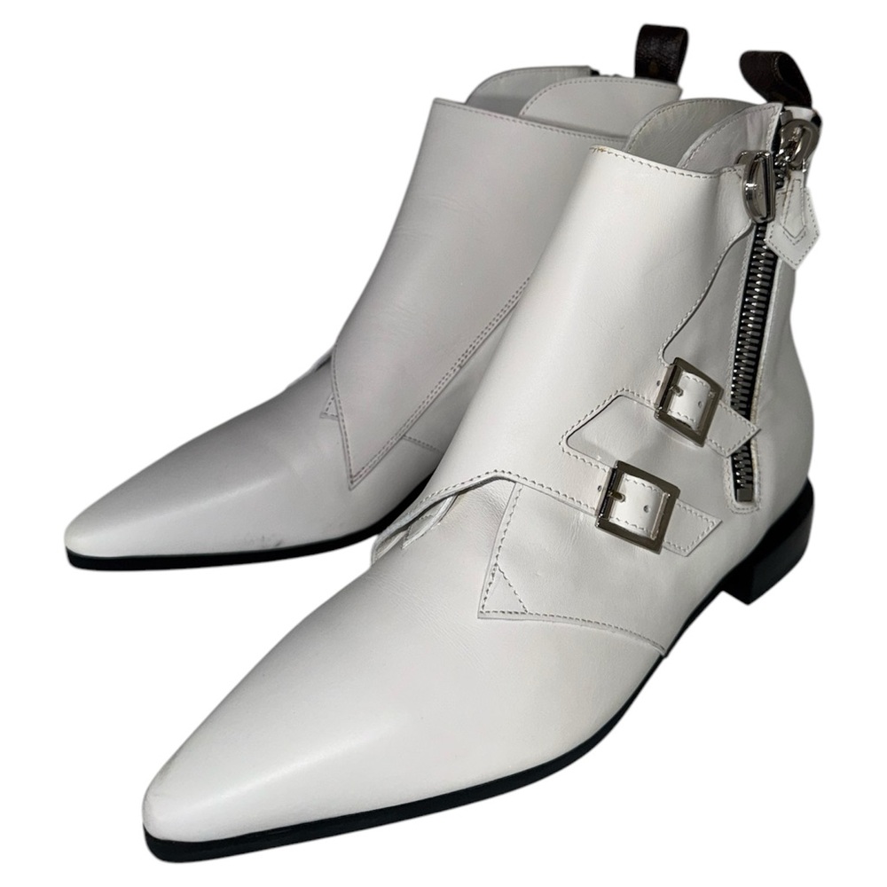 Louis Vuitton Jumble Flat Ankle Boots White Size EU 37